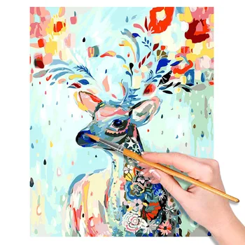 

Paint by Numbers Kits DIY Oil Painting With Frame For Home Decoration Painted Deer 40 x 50cm