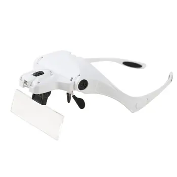 

High definition acrylic 9892B1 magnifying glass Head-wear glasses type with 5 lenses led with light reading