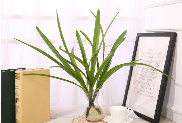Искусственные зеленые листья шелк cymbidium лист Имитация Поддельные растения Цветок Аксессуары Свадебные DIY украшения для дома и офиса стол