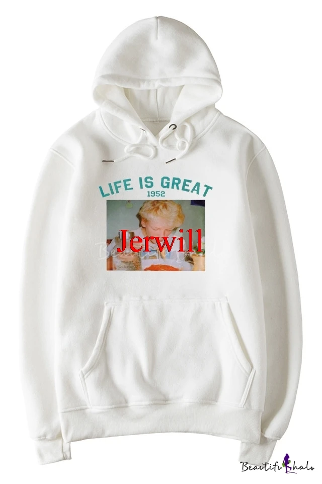 

LIFE IS GREAT Noodle Boy Print Retro Style Casual Loose Relaxed Unisex Hoodie Hip Hop Sweatshirt