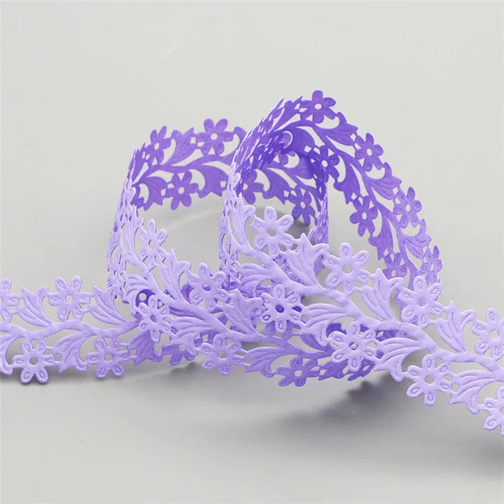6 5Yard 35mm Flower Vine Ultrasonic Embossing Ribbons DIY Headwear Wedding Gift Wrapping Clothing Accessories Lace Satin Ribbon
