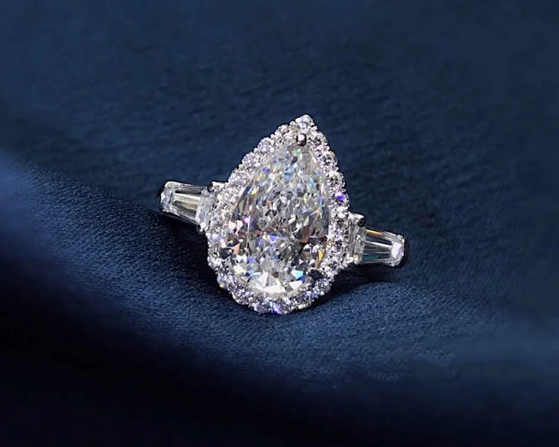 18K золото 2ct D Цвет VVS1 Moissanite кольцо обручальное кольцо с национальным сертификатом H1-13