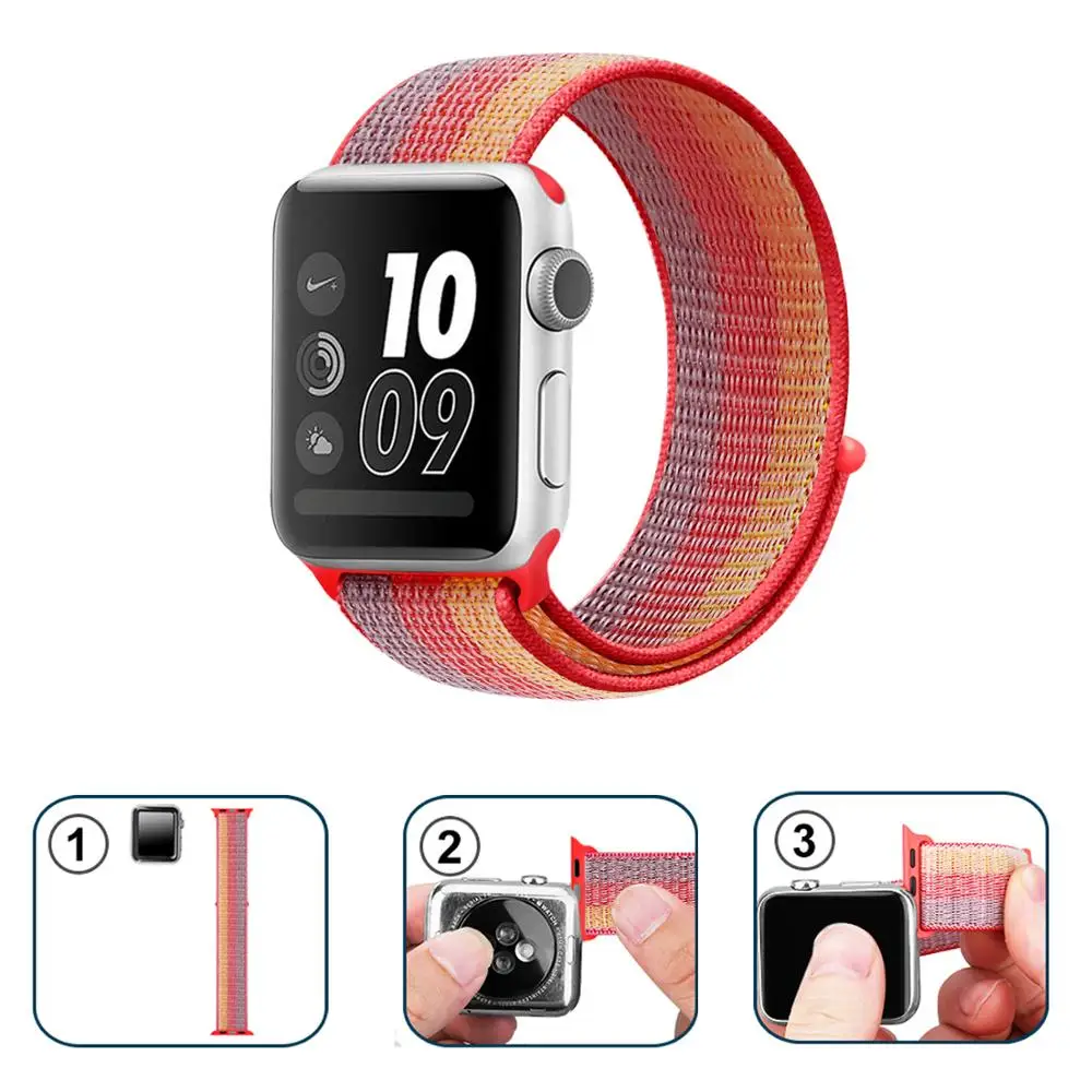 Ремешок для наручных часов Apple Watch 4 5/3/2/1 38 мм 42 мм 62 NewColors нейлон мягкий дышащий сменный ремешок петли для наручных часов iwatch серии 4 40 мм 44 мм