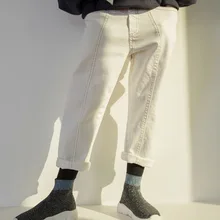 Детские ковбойские брюки г. Новая стильная весенняя одежда в Корейском стиле для больших мальчиков и девочек свободные шаровары