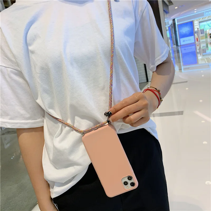Чехол для телефона карамельного цвета с ремешком Xiaomi 8 9SE Lite мягкий силиконовый