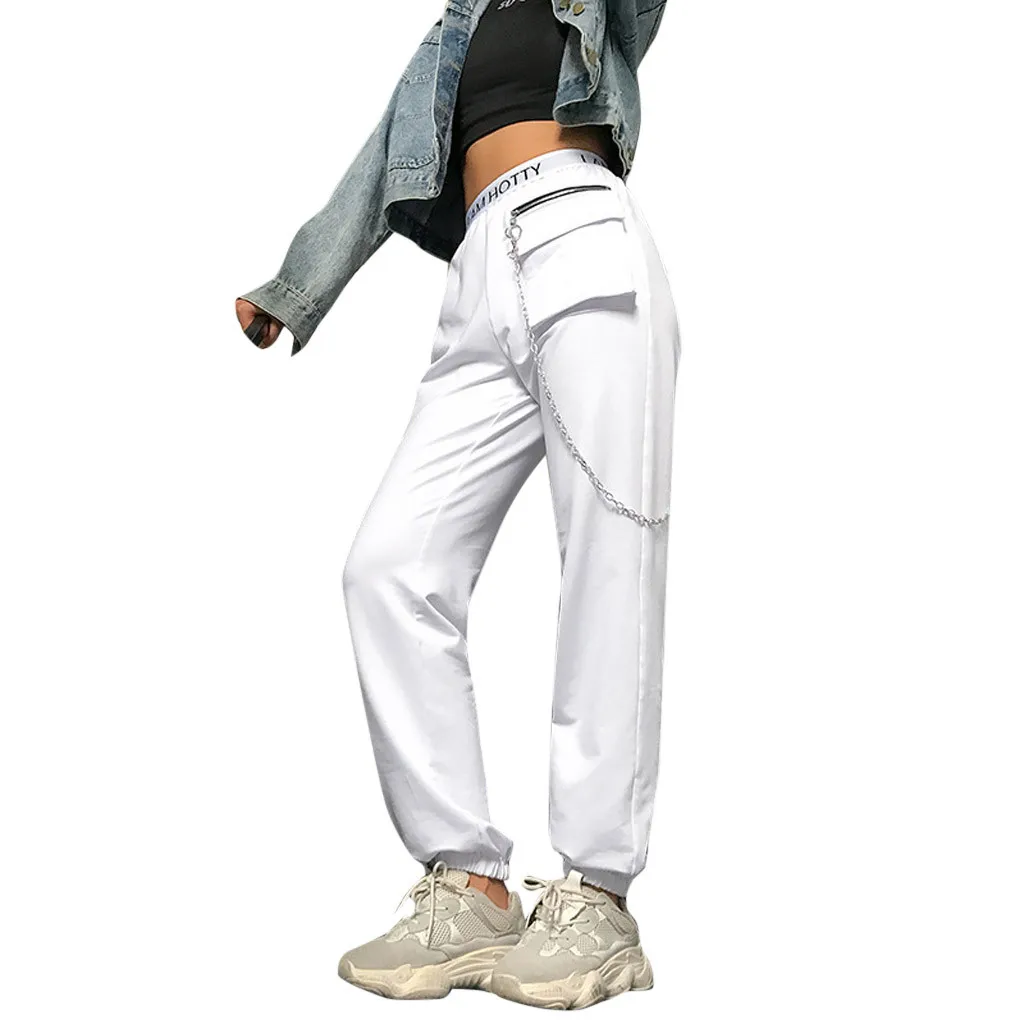 2019 женская уличная одежда Zwarte Harembroek Licht женские панк Broek Linten повседневные узкие