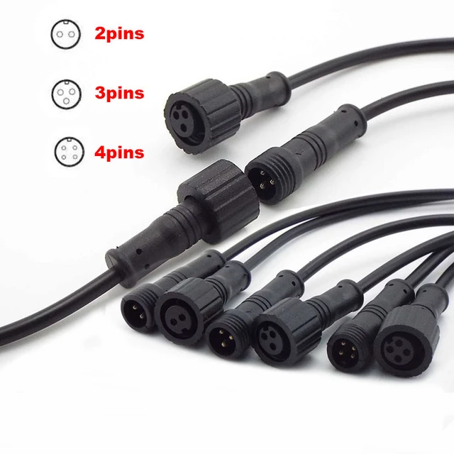 1 Paar 2-polig 3-polig 4-polig ip65 m8 DC-Anschluss kabel wasserdichter  Reifenst ecker für LED-Lichtst reifen Stecker auf Buchse Adapter 15mm 20cm  - AliExpress