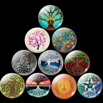 

Tree of Life Luminous Stickers Handmade 30MM Fridge Magnets Tree Glass Dome Refrigerator Decor Magnetic Message Board Home Decor