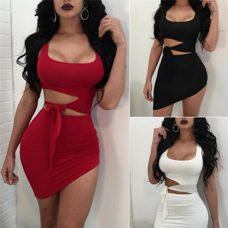 women's bandage bodycon sleeveless evening party cocktail club short mini dress