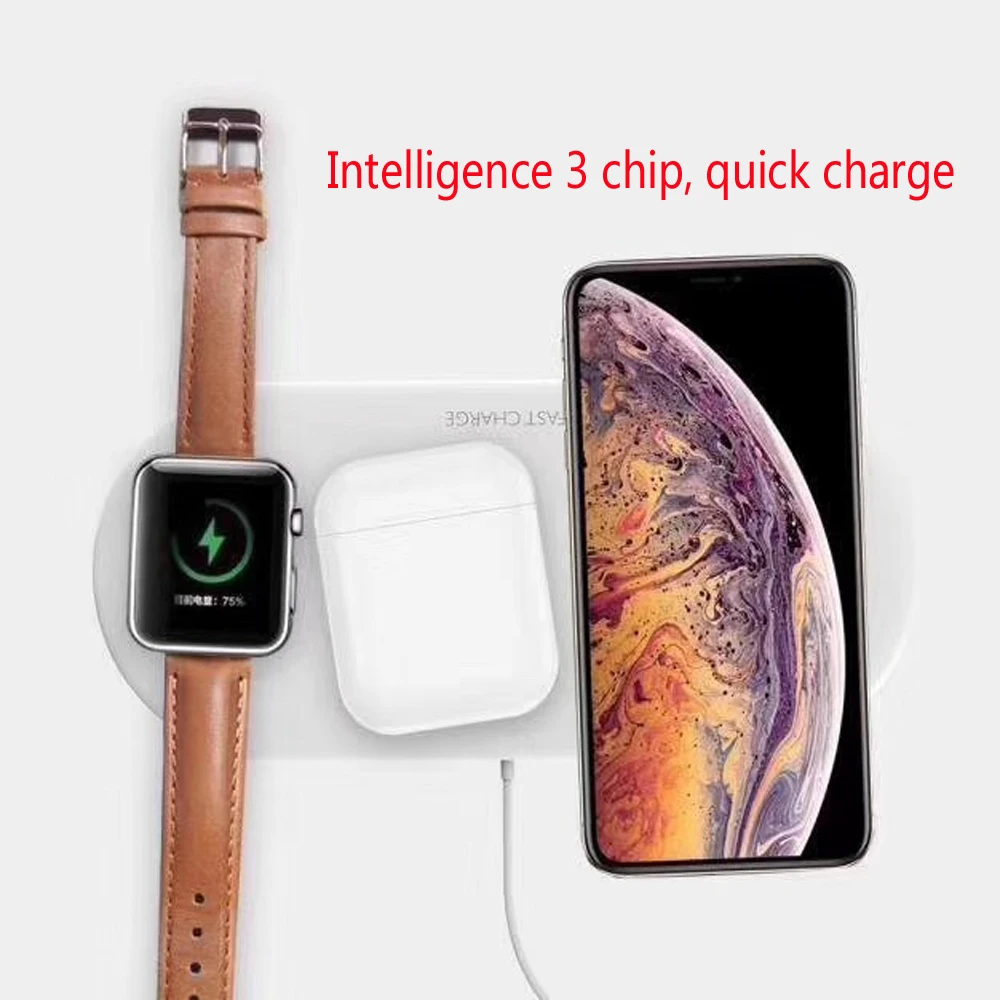 

Wireless charger, 3 x 1 wireless charger,for iphone,for wacth,for earphone,No radiation, smart chip quick charging