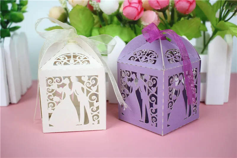 30–50pcs Laser Cut Wedding Candy Gift Boxes – Elegant Paper Packaging for Bride & G... - SKU WFB01603 - UGI Packaging