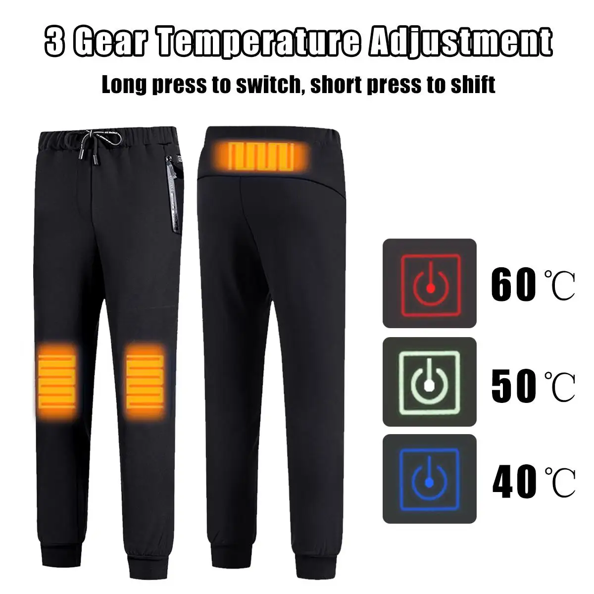  L-7XL pantalones de invierno para hombre Pantalones de deporte al aire libre con calefacción eléctr