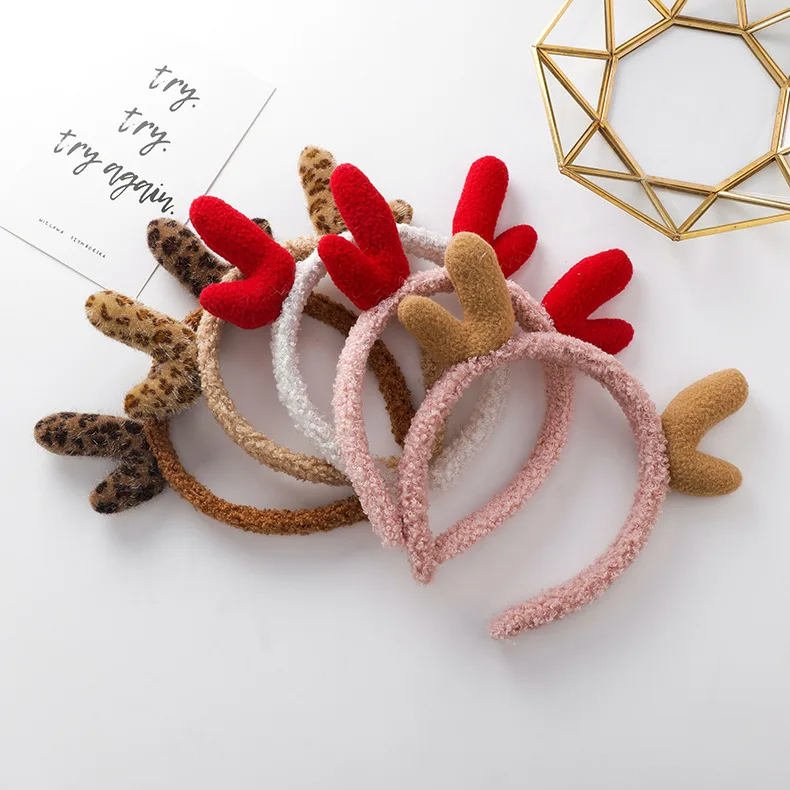 AOMU Korean Christmas Elk Antlers Headbands Cute Washing Headbands Hoops Hair Bundles Deer Ears Hairpins Women's Nets Clips