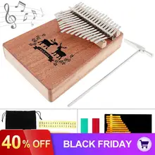 17 клавиш Kalimba лося звуковое отверстие одна доска из красного дерева палец пианино Mbira мини музыкальный инструмент с 7 шт. аксессуары