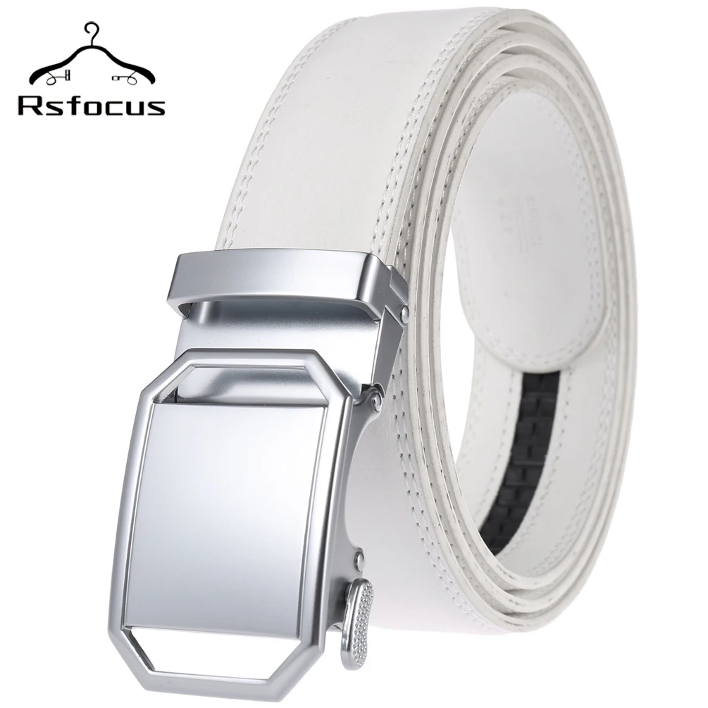 

NEW Brand Genuine Leather Belt White Fashionable Automatic Alloy Buckle Male Belt High Quality Cowskin Golf Belts For Men R47