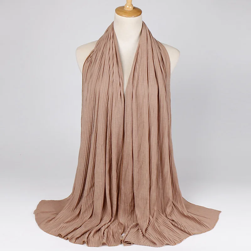 Морщинки хиджаб из Джерси шарф хлопок простой эластичность шали crinkle хиджаб длинный мусульманский тюрбан шарфы/шарф 10 шт./партия - Цвет: 6