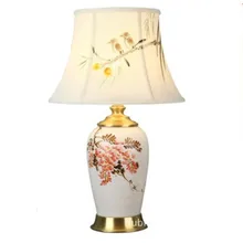 Цветы птицы китайский стиль Керамическая Настольная лампа для спальни прикроватная гостиная фойе Кабинет Настольная лампа для чтения ночной Светильник 190121