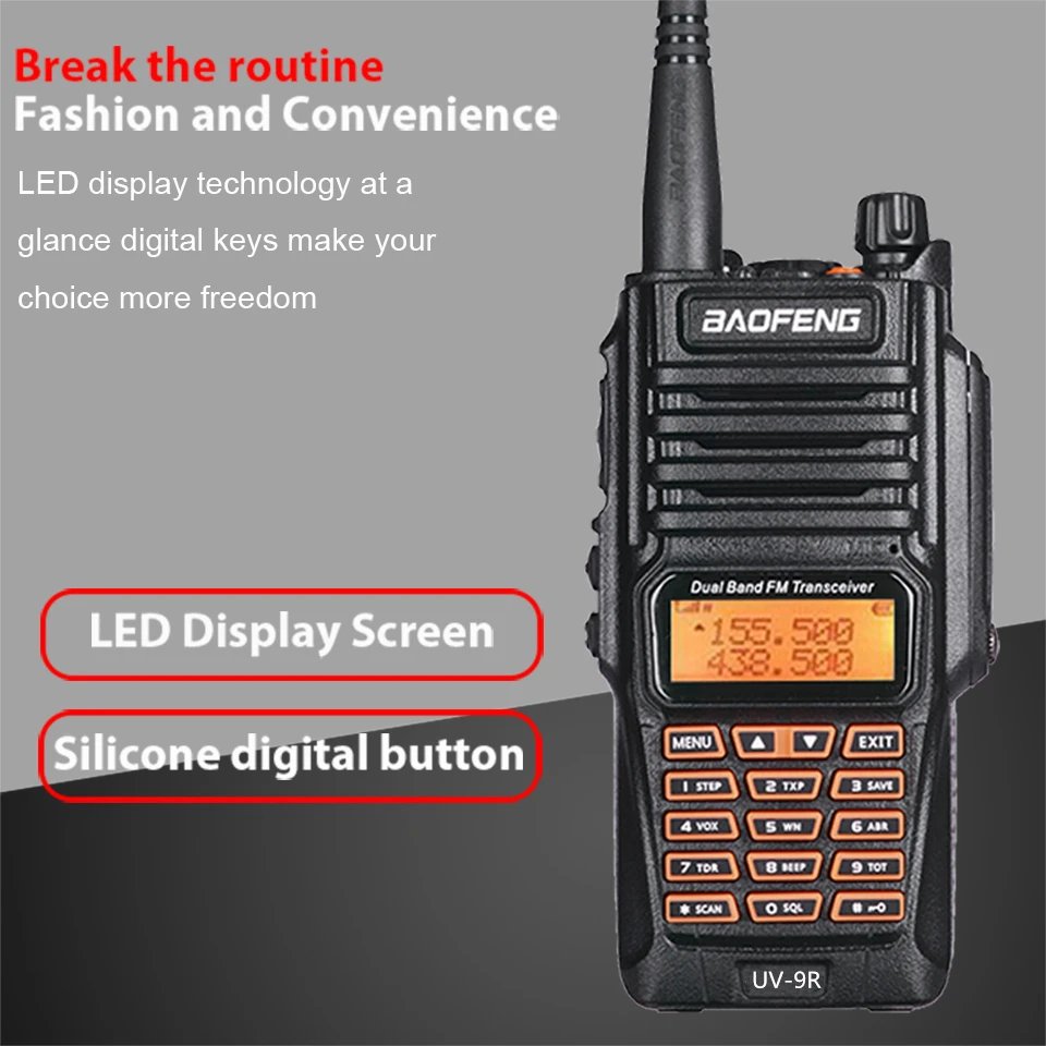 Baofeng UV-9R 8 Вт Высокая мощность IP67 PTT водонепроницаемый Walkie Talkie 10 км UV 9R Woki Toki двухстороннее радио Ham CB радио коммуникатор UV9R