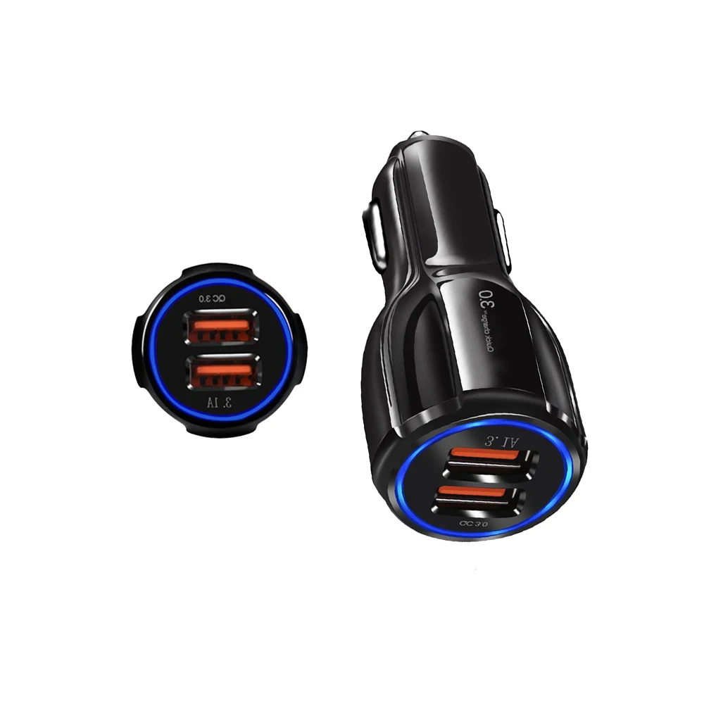 

1PC Newest Usb Car Charger QC 3.0 5V 3.1A Universal Dual Usb Quick Mobile Phone Car Charging Adapter For Samsung