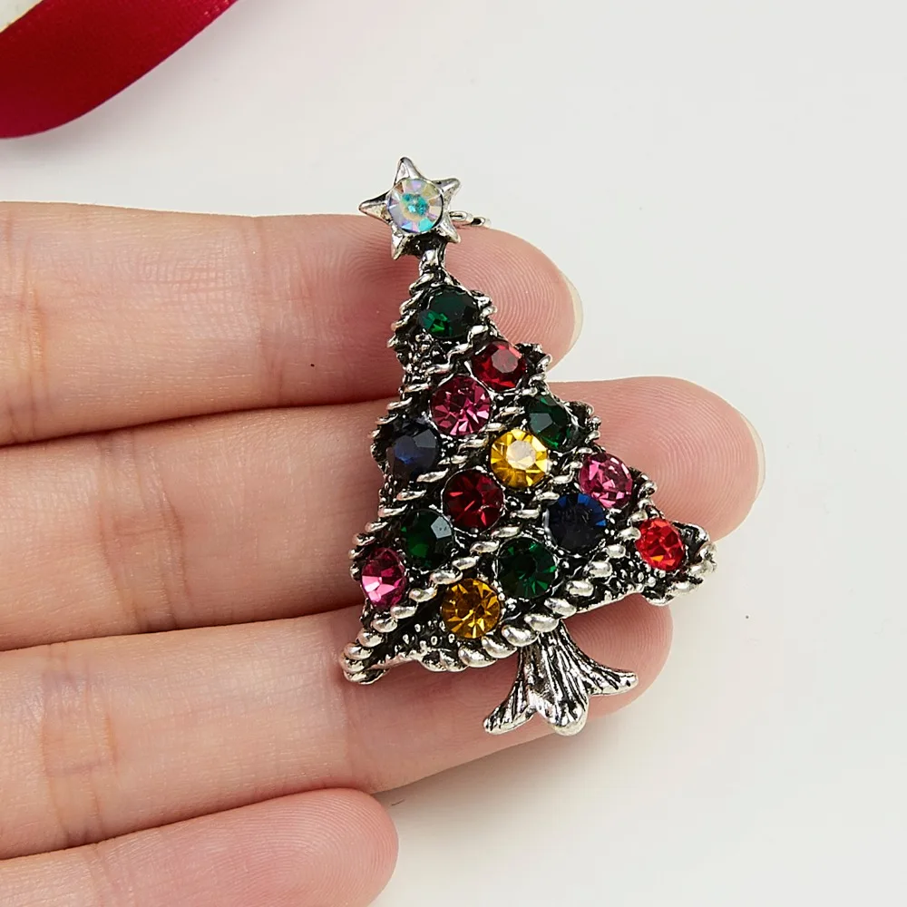 Rinhoo Vintage Weihnachten Baum Brosche Strass Blume Glocke Elch Broschen Für Frauen Kragen Revers Pin Dekoration Schmuck Weihnachten Geschenk – Detail 11