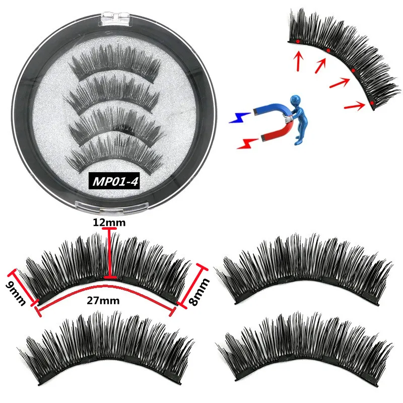 3D Magnet Eyelashes 4pcs 5pcs Magnets Natural Thick Eyelashes Repeatable Makeup Slender False