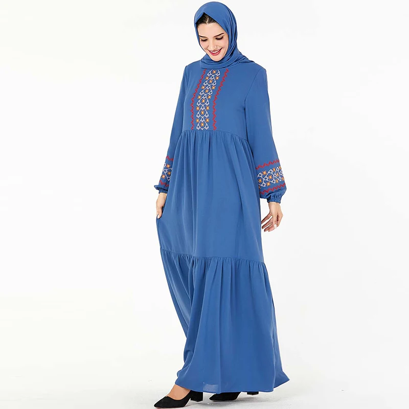 No Hijab Турецкий абайя Дубайский мусульманский женские платья Хиджаб/кафтан ислам ic одежда Кафтан халат абайя теплый кафтан синий плюс - Цвет: No Hijab