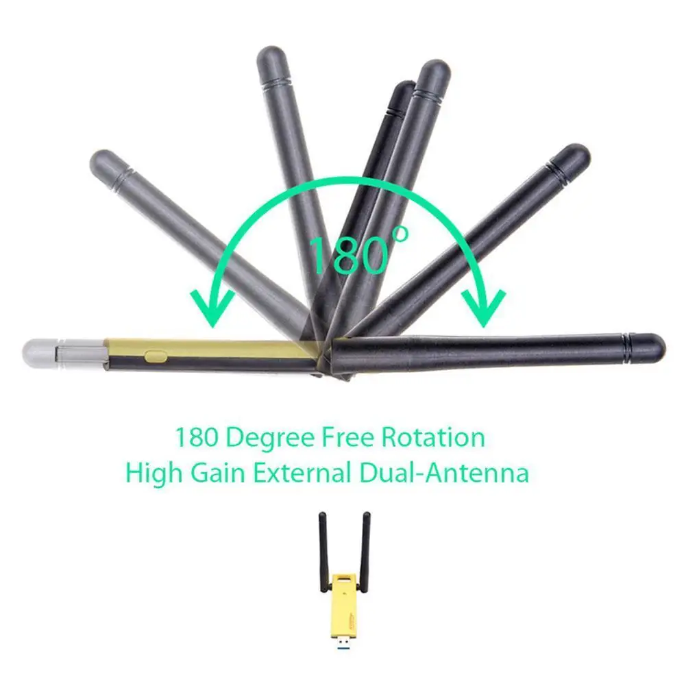 

3.0 Gigabit USB wireless network card RTL8812 dual dual antenna 2.4G+5G 1200M frequency Gigabit 802.11ac B9L5