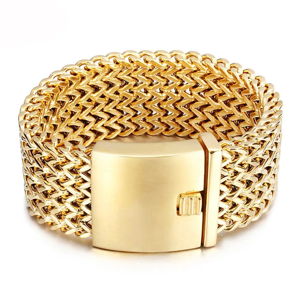 Новые браслеты-цепочки из нержавеющей стали, полированные Дубаи, золотые сетчатые браслеты для мужчин, крутые ювелирные аксессуары, подарки
