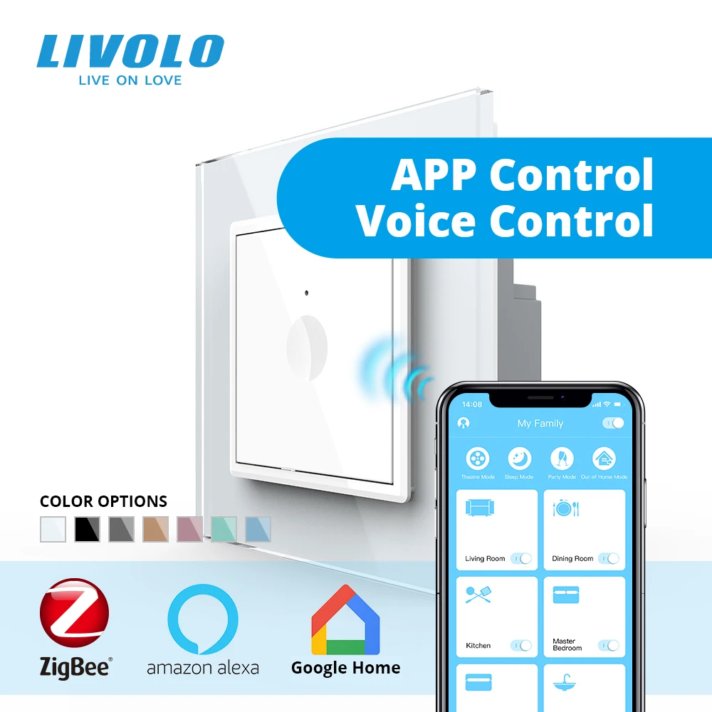 Настенный сенсорный выключатель Livolo Zigbee европейский стандарт сенсорное