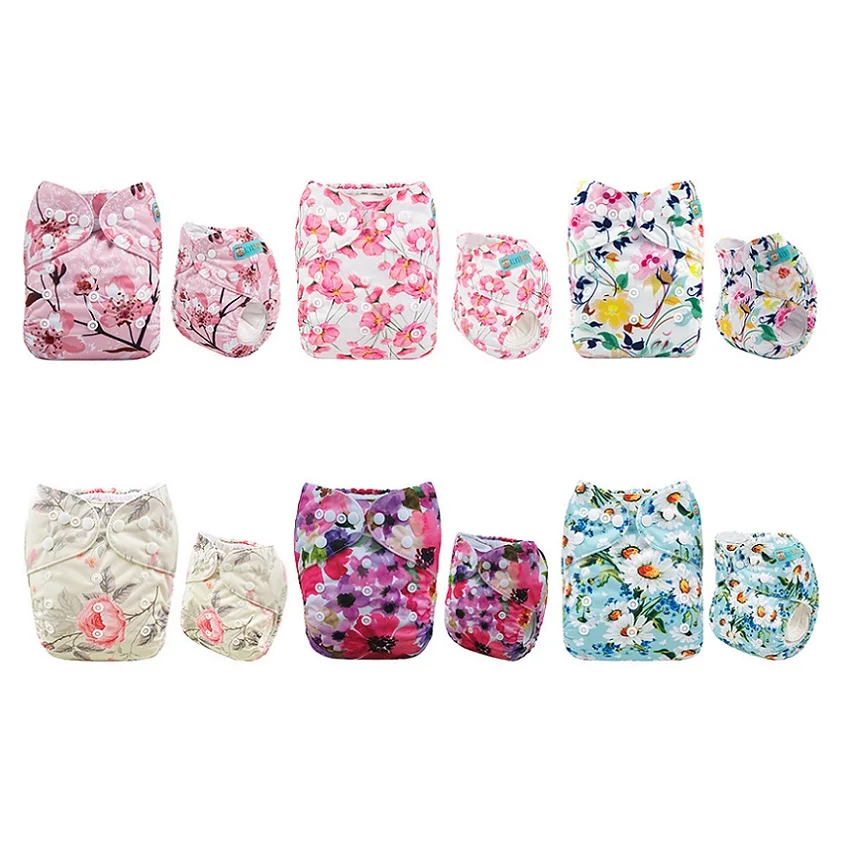 6A03 ALVABABY 6 тканевых подгузников+ 12 вкладышей из микрофибры самые популярные детские тканевые подгузники для девочек и мальчиков - Цвет: 6A03