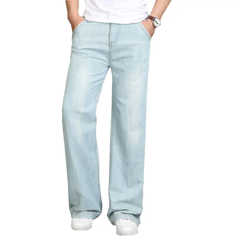

Jeans Men Summer New Thin Micro Bell pants Men's Modis Straight Jeans Light Blue Classic Jeans More Size 34