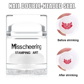 

High Quality Double-ended Nail Stamper with Rhinestone Shrinking Manicure Stamper with Scraper Set