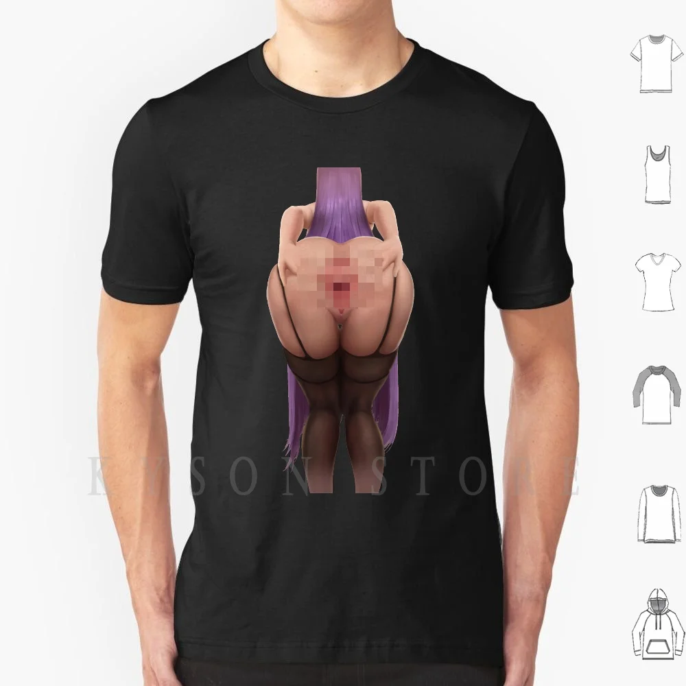Футболка Hentai мужская с дырками хлопок S-6Xl фиолетовая Вагина губы розовая Чулки