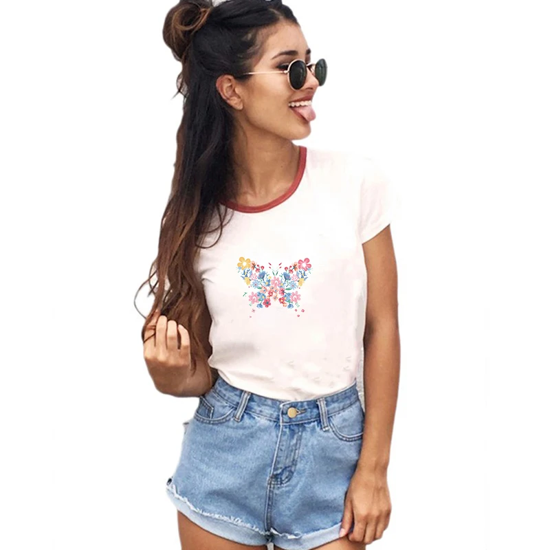 Heat Transfer Vinyl Flower Butterfly Iron On Patch Clothing Diy A-level Thermal Stickers Clothes Striped Easy To Wear