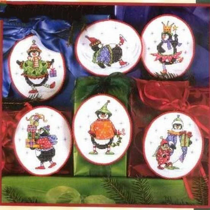 Top Quality Lovely Hot Sell Counted Cross Stitch Kit Six Penguin Parade Ornaments Ornament Dim 08812 | Дом и сад