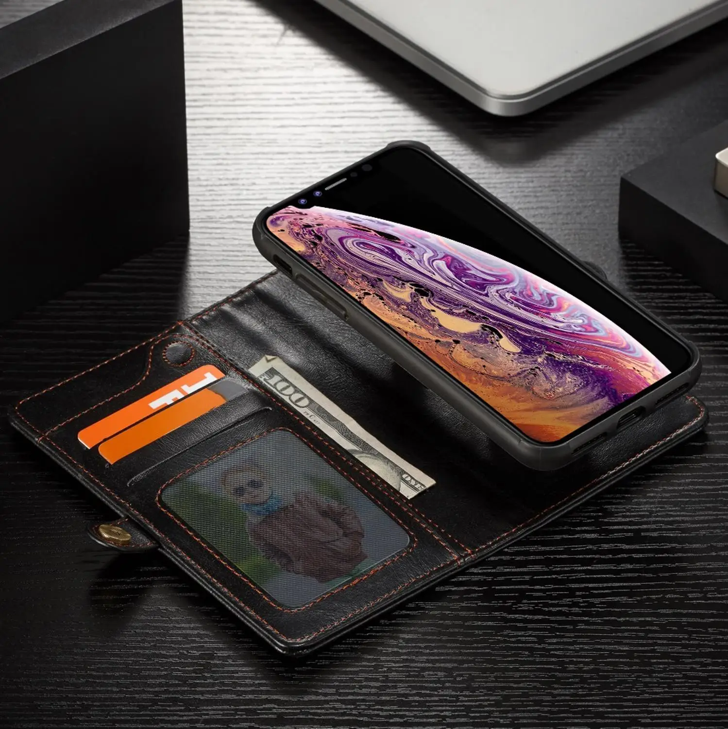Роскошный кожаный чехол бумажник с отделением для карт iPhone xs max xr x 11 чехлы
