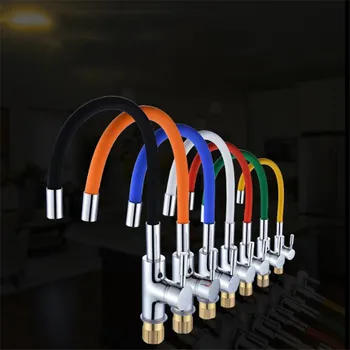 

смеситель для кухни Silicone Kitchen Faucets Stainless Steel Rotate Mixer Tap