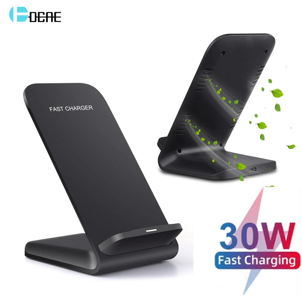 Беспроводное зарядное устройство DCAE 30 Вт Qi для iPhone 12 Mini XS MAX XR 11 Pro 8 Samsung S21 S20 S10