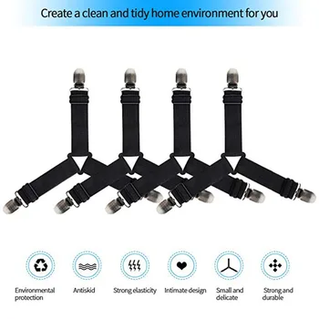 

Adjustable Elastic Bed Sheet Clip Mattress Cover Corner Holder Clip Fasteners Straps Grippers Elastic Hook Sets