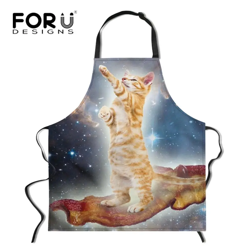 FORUDESIGNS/Космический Galaxy Cat кухонный фартук в стиле унисекс Регулируемый поварский фартук без рукавов для приготовления барбекю - Цвет: YY0735R