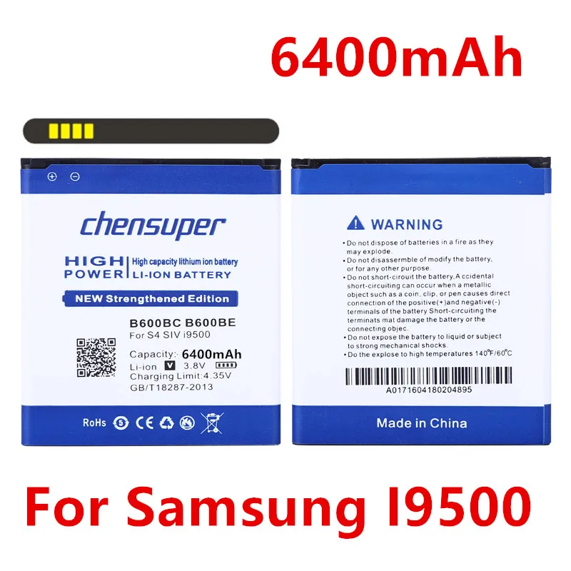 100% Originale Chensuper B600Bc B600Be Batteria Per Samsung Galaxy S4 Siv I9500 I9508 I9505 I9507V 6400 Mah Del Telefono Cellulare Bateria