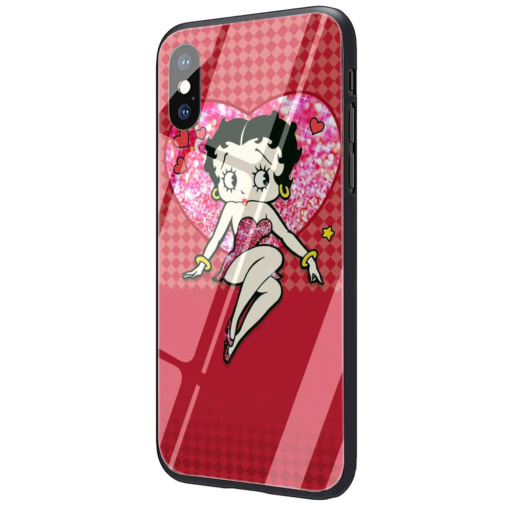 EWAU Betty Boop чехол из закаленного стекла для телефона для iphone 5 5s SE 6 6s 7 8 plus X XR XS 11 pro Max - Цвет: G8