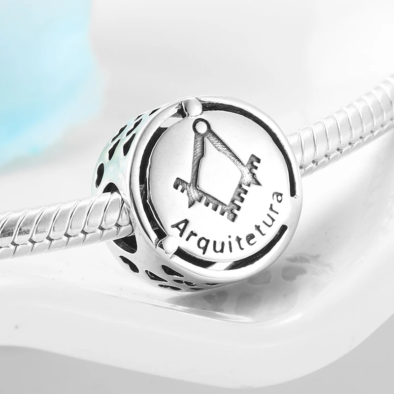 925 пробы Серебряный символ Doze Sinal de carreira бусы подходят к оригиналу Pandora браслет ожерелье Изготовление ювелирных изделий - Цвет: Arquitetura