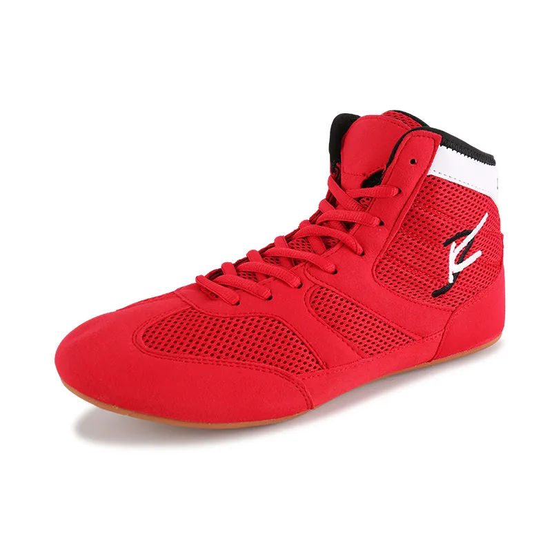 Мужские борцовские ботинки размера плюс 36-45, Высококачественная боксерская обувь, мягкая оксфордская подошва, дышащая Экипировка для борьбы, обувь D0881 - Цвет: Красный