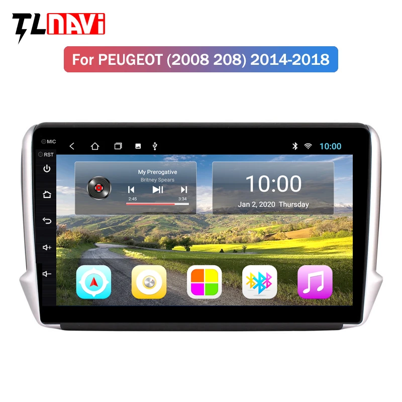 2G RAM 10.1 inch Android 9.1 Car GPS Multimedia For Peugeot 2008 208 series 2014-2018 Navigation Player