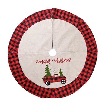 

Christmas Tree Skirt,Carpet Mat Car Plaid Pattern Christmas Tree Pad for Home Holiday Party Decor
