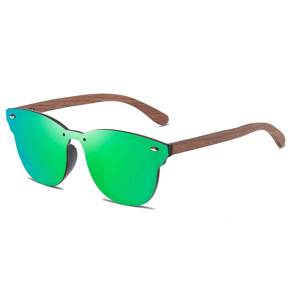 GM брендовые дизайнерские женские солнцезащитные очки мужские ореховые деревянные оправы поляризованные зеркальные Объективы для вождения UV400 - Цвет линз: Green