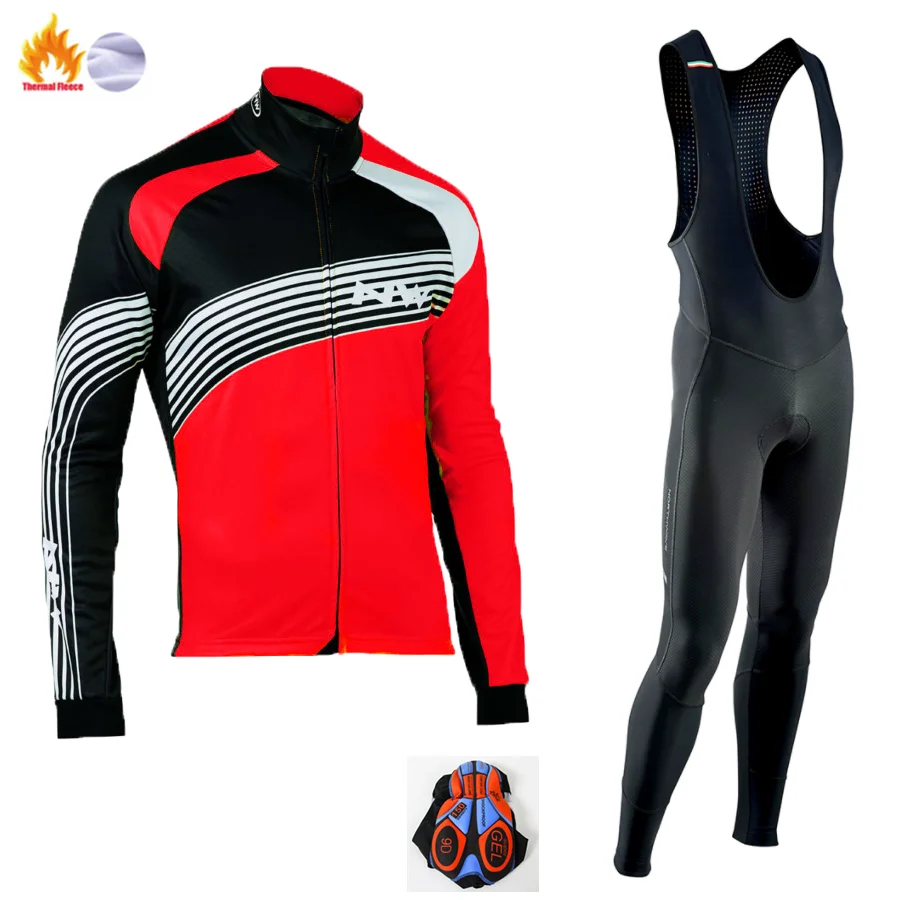 Winter Cycling suit Флуоресцентный зеленый NW Ropa Ciclismo Invierno зимняя велосипедная Джерси, Термальный флисовый комплект одежды с длинным рукавом для велоспорта, одежда для велоспорта - Цвет: Winter Cycling suit