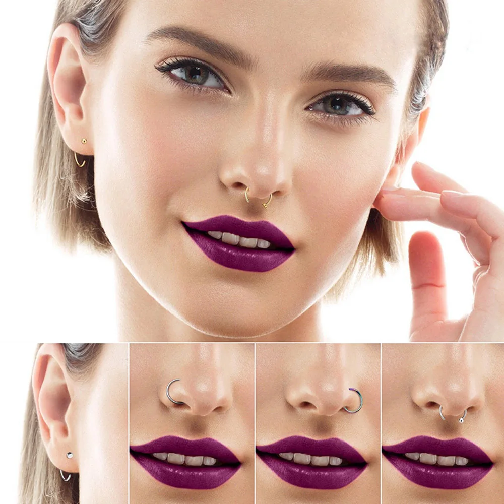 Piercing Jewelry 1pc Fake Nose Ring Lip Ring C Clip Lip Piercing Burun Hoop Women Neuspiercing Body Earrings Sexuality