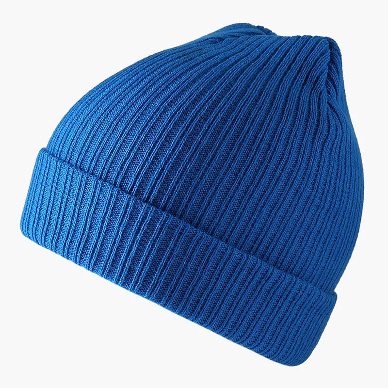 Шапка Зимняя безрукавка головной убор моряка уличная Теплая эластичная шляпа Sloucy Bonnet вязаная Gorros Cuffed женская шапка в стиле хип-хоп - Цвет: Lake Blue